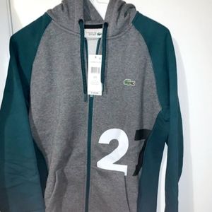 Lacoste Sport 27 | Zip-Up Wording Down Hood Graphic Logo Sweat Hoodie